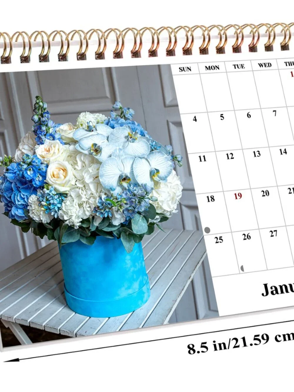 2027-12 Months Desk Calendar Desktop Planner with To-Do List (Bouquets)